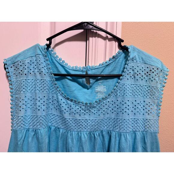 St. John's Bay Womens Teal Blue Cotton Sleeveless Tank Top Shirt Plus Sz 4X - Picture 2 of 7